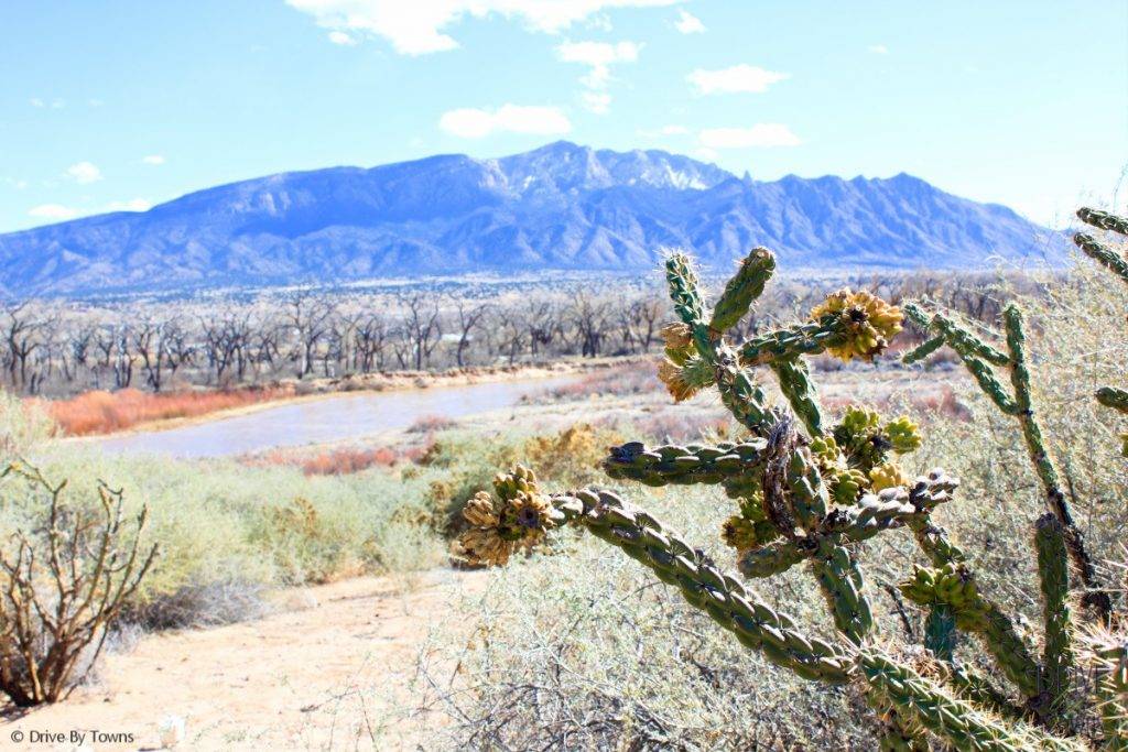 Rio Grande and Sandia Mountains from Coronado Historic Site