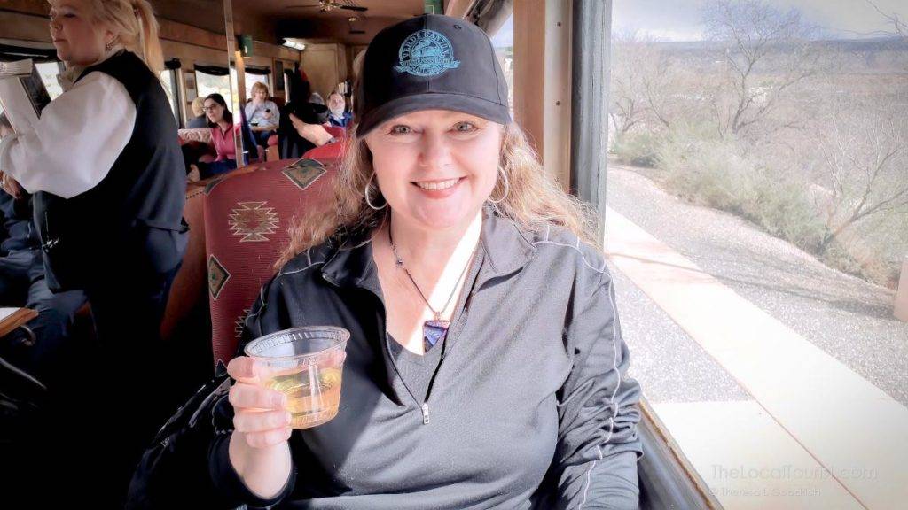 Welcome champagne on Verde Canyon Railroad