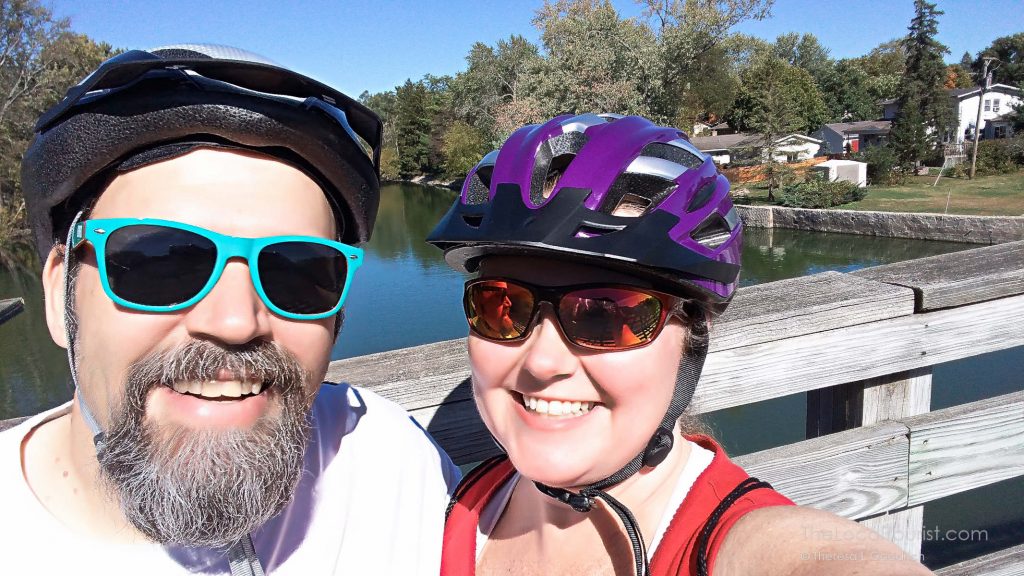 Jim and Theresa grinning after biking to the Fox River