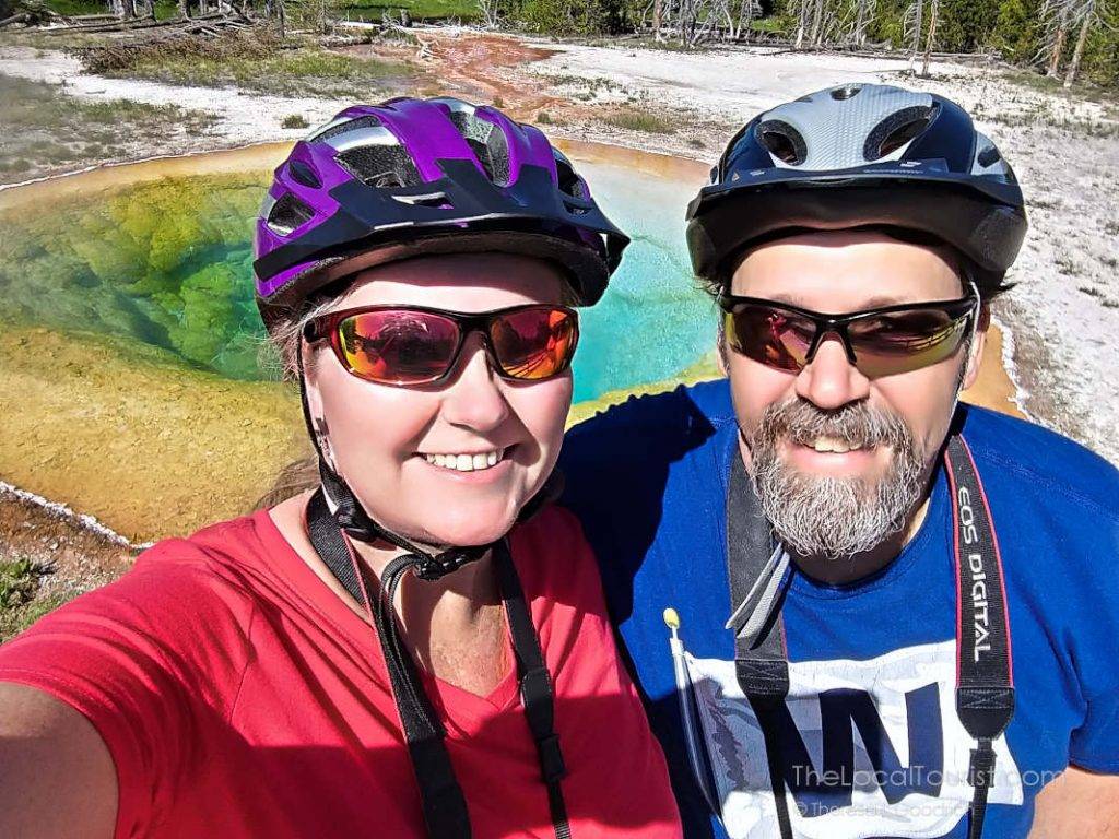 Jim and Theresa at Morning Glory Pool in Yellowstone National Park
