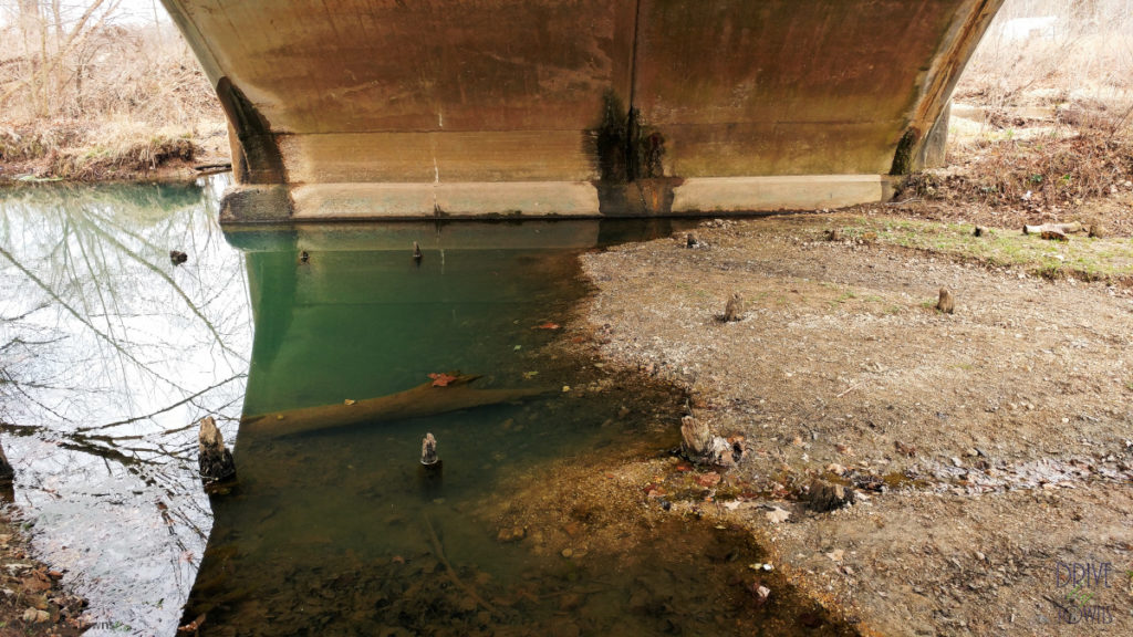 Original wood pilings used to construct 1923 bridge