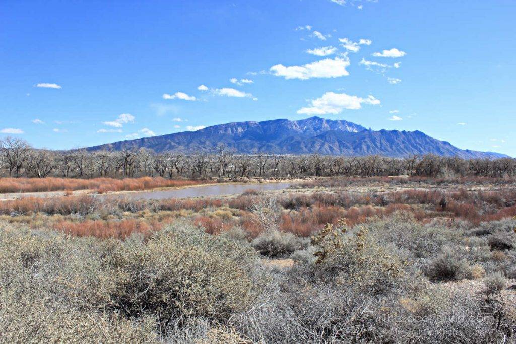 Rio Grande and Sandia Mountains from Coronado Historic Site