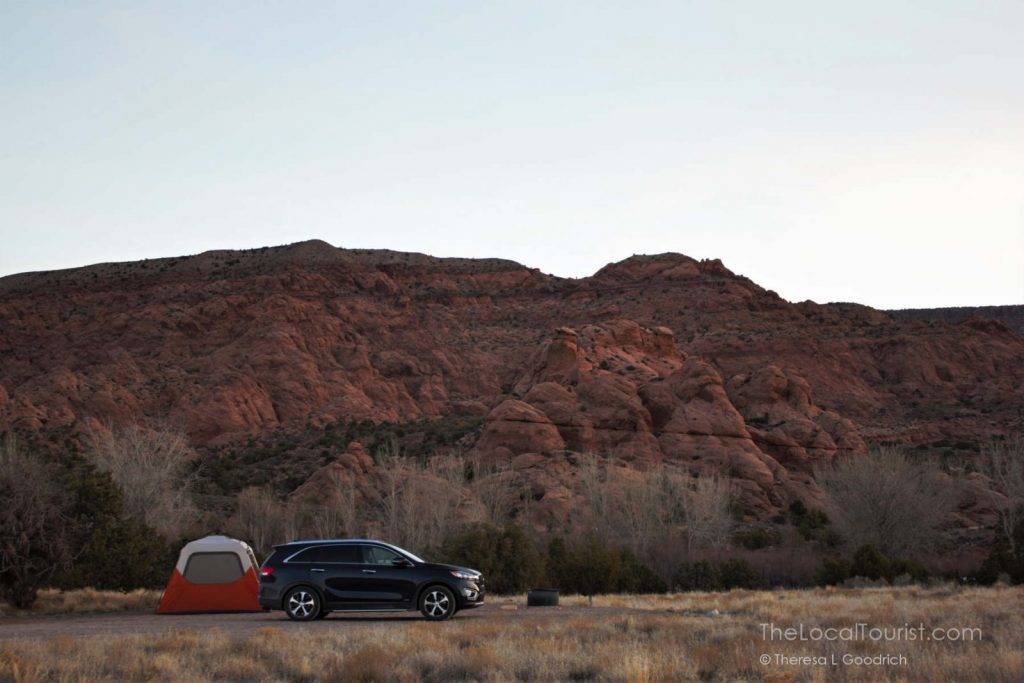 Mae enjoying the sunrise at Ken’s Lake near Moab, Utah