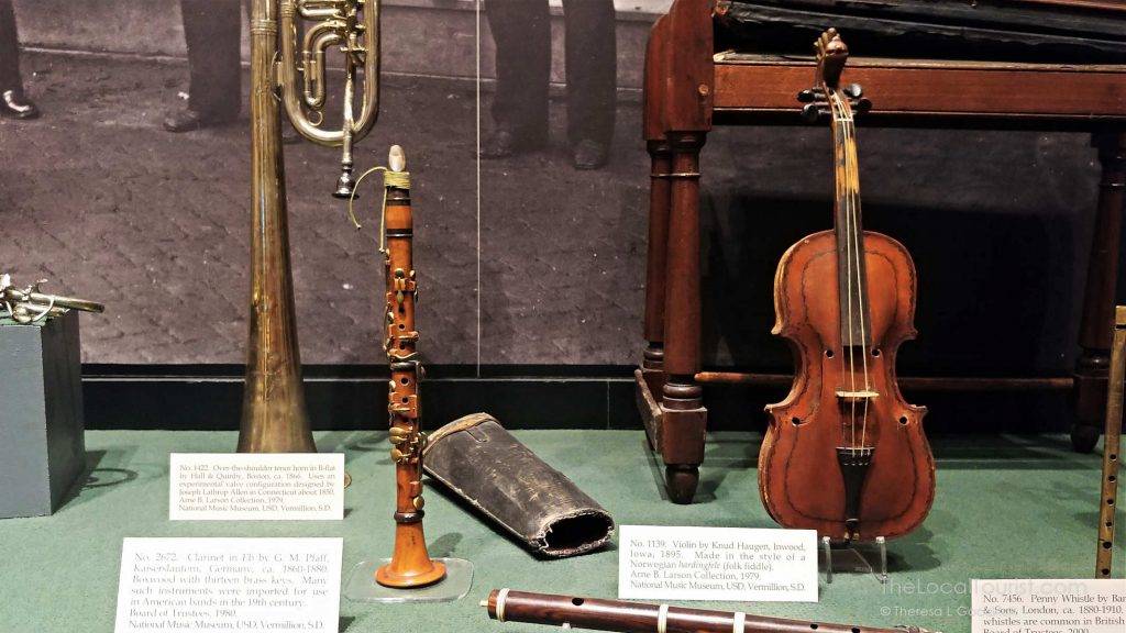 Band instruments in The Music Man Square's Meredith Willson Museum