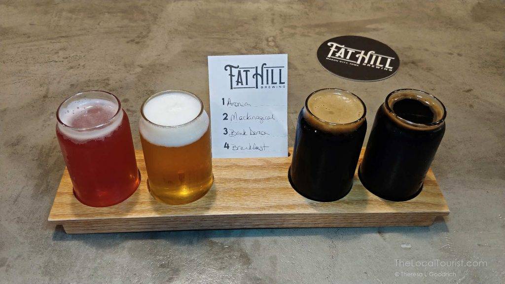 Beer flight at Fat Hill Brewing in Mason City, Iowa