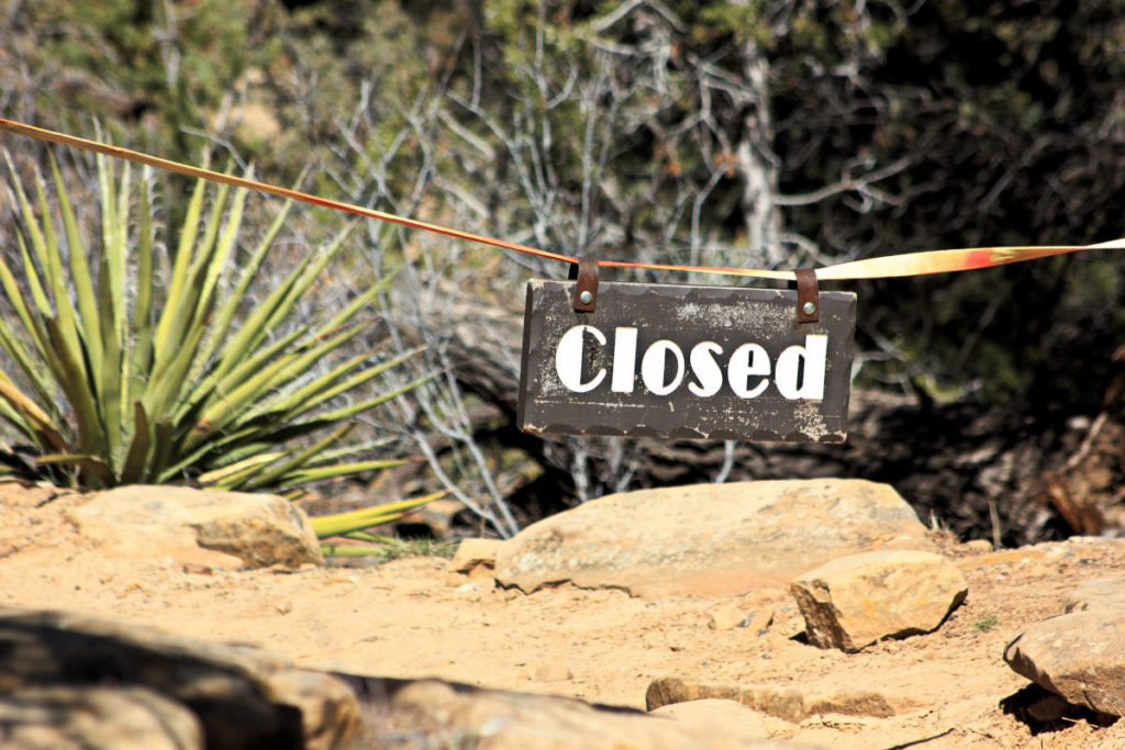 Closed sign at Mesa Verde National Park