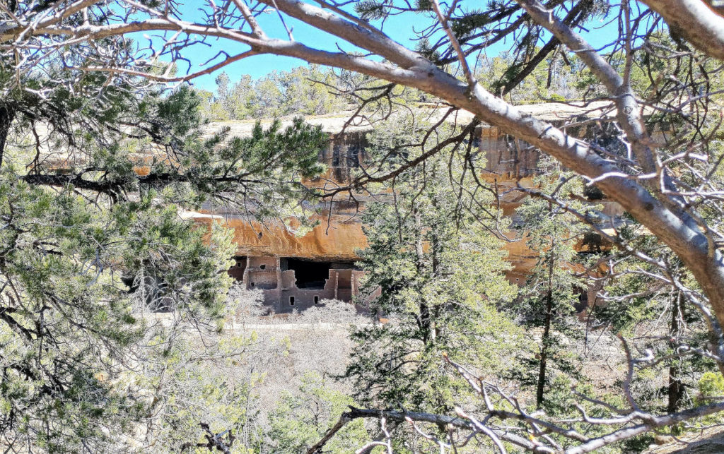Spruce Tree House in the distance at Mesa Verde