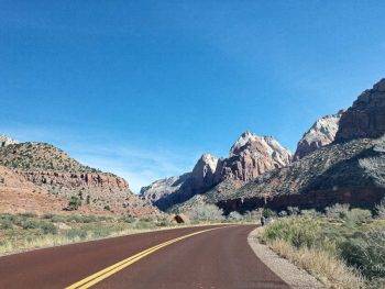 Road leading into Zion National Park