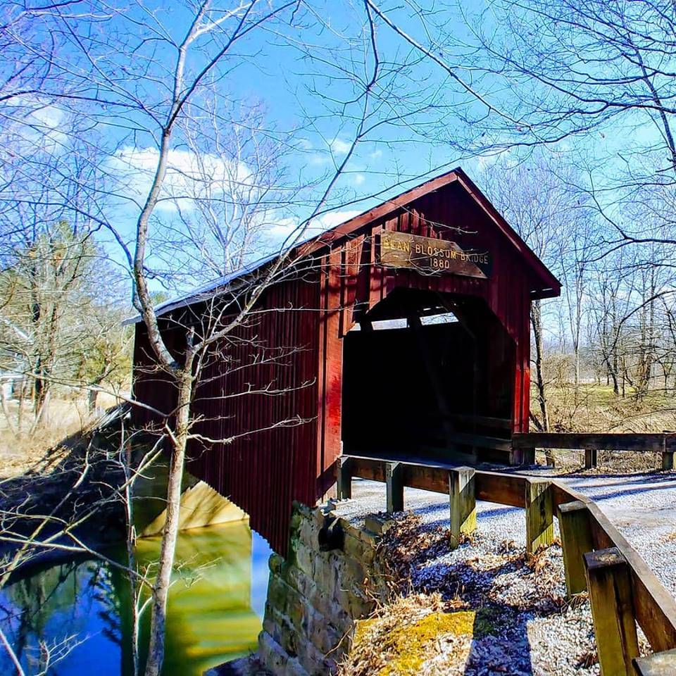 Bean Blossom Covered Bridge, one of two covered bridges in Brown County Indiana