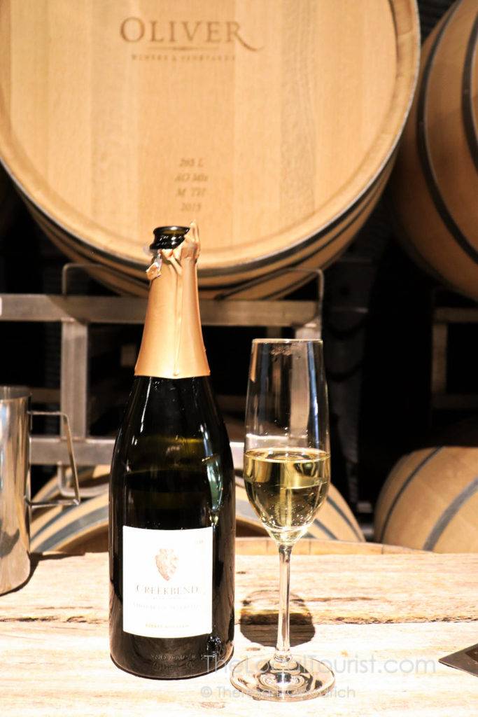 The Vidal Blanc Sparkling at Oliver Winery is a delicious start to a tasting