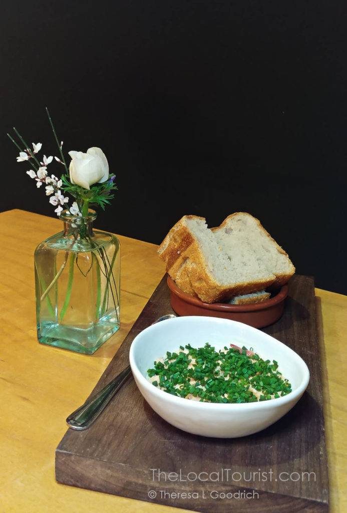vodka-poached and smoked salmon with chives and house sourdough at Cardinal Spirits