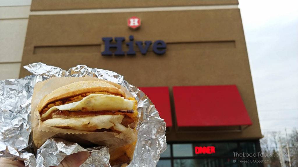 egg-n-muffin sandwich with ham from Hive in Bloomington