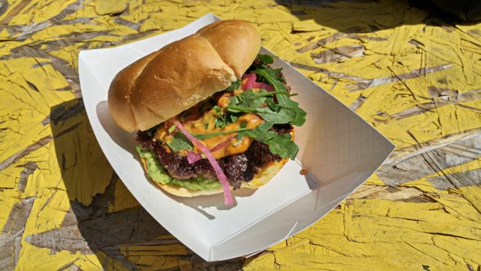 The Flying Stove burger at pop-up park in downtown Wichita