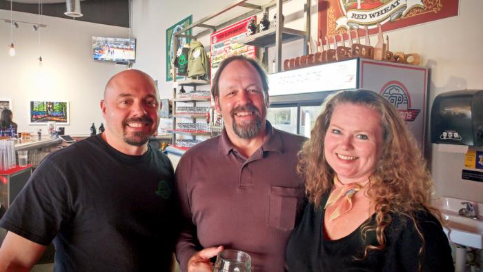 Jim and Theresa with Lance at Aero Plains Brewing