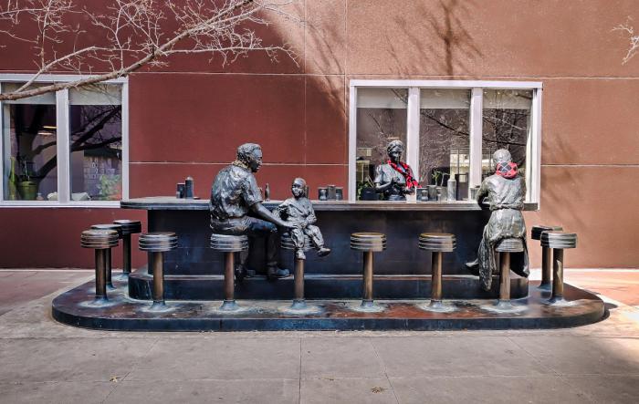 Georgia Gerber’s Soda Fountain in Chester Lewis Reflection Square Park