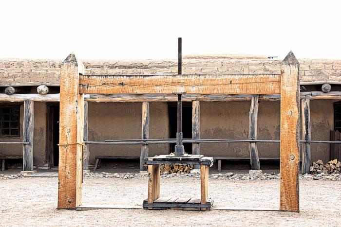 Pelt press at Bent's Old Fort