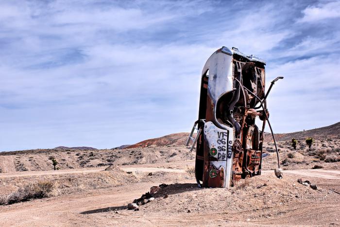 buried car outside goldfield, nevada