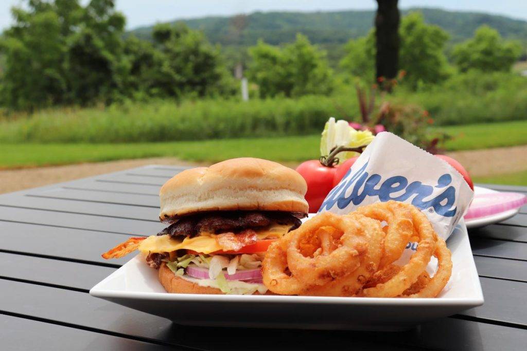 Culver's Bacon Deluxe with onion ringgs