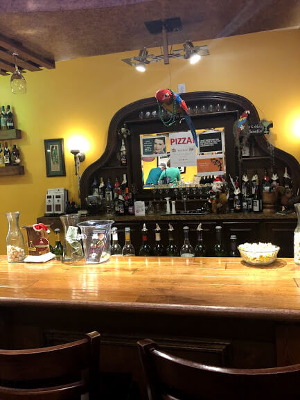 Behind the bar at Harmony Winery