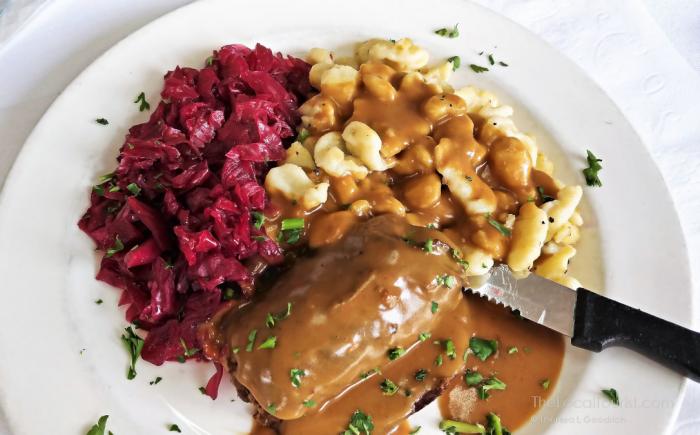 Beef Rouladen with red cabbage and spaetzle at House of Gerhard
