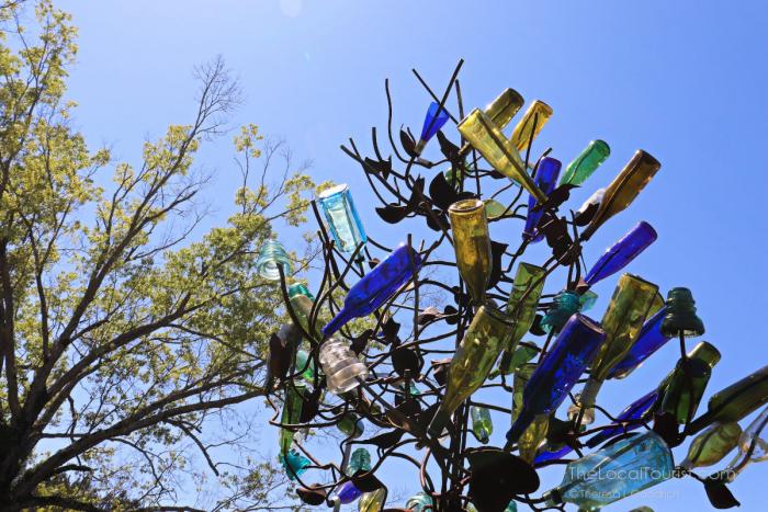 Bottle tree outside the Mississippi Crafts Center in Ridgeland, Mississippi