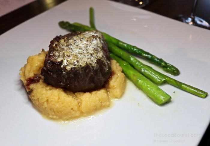 filed topped with morel butter