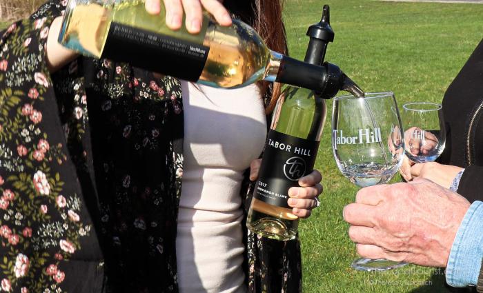 Trying Tabor Hill wines in the vineyard