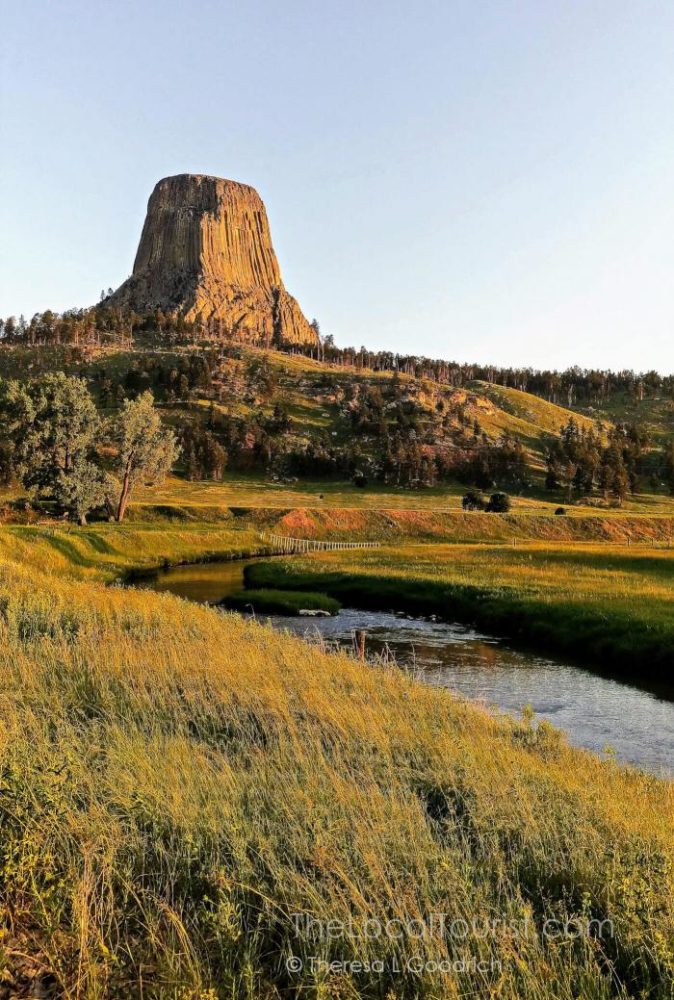 Sunrise and the Belle Fourche River at Devils Tower Wyoming