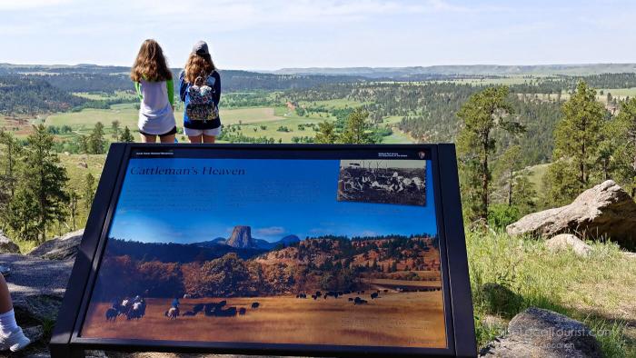 Hikers looking out over the Belle Fourche River