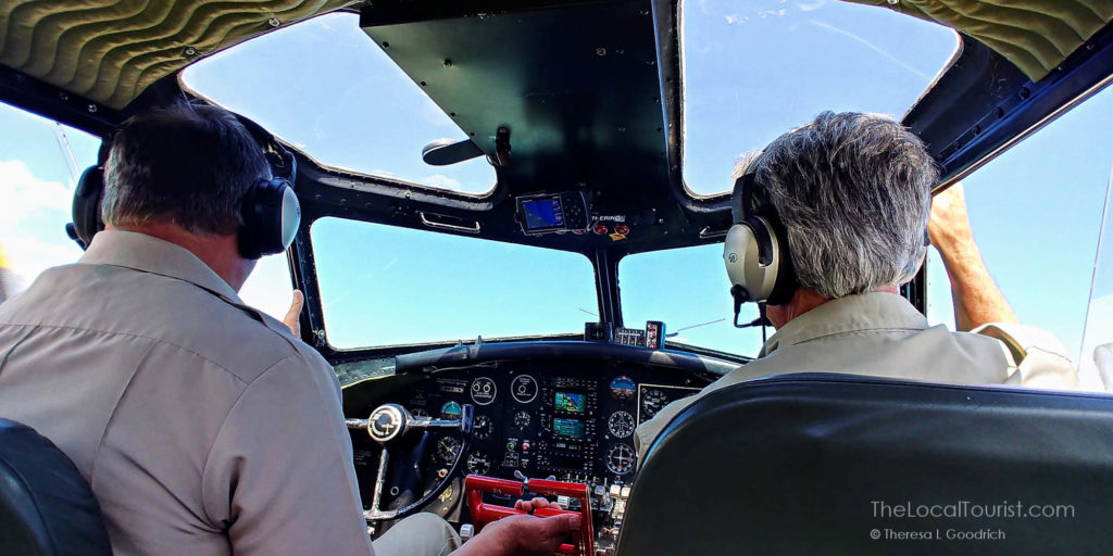 Pilots Kenneth Morris and Tom Ewing in the cockpit of Aluminum Overcast