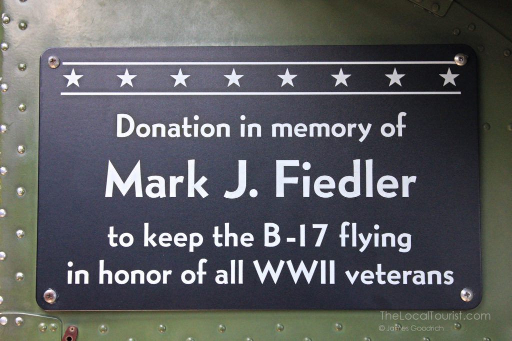Donation in memory of Mark J. Fiedler to keep the B-17 flying in honor of all WWII veterans
