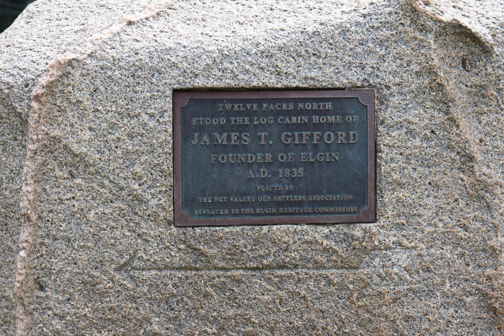 Commemorative plaque marking the spot of Gifford's cabin