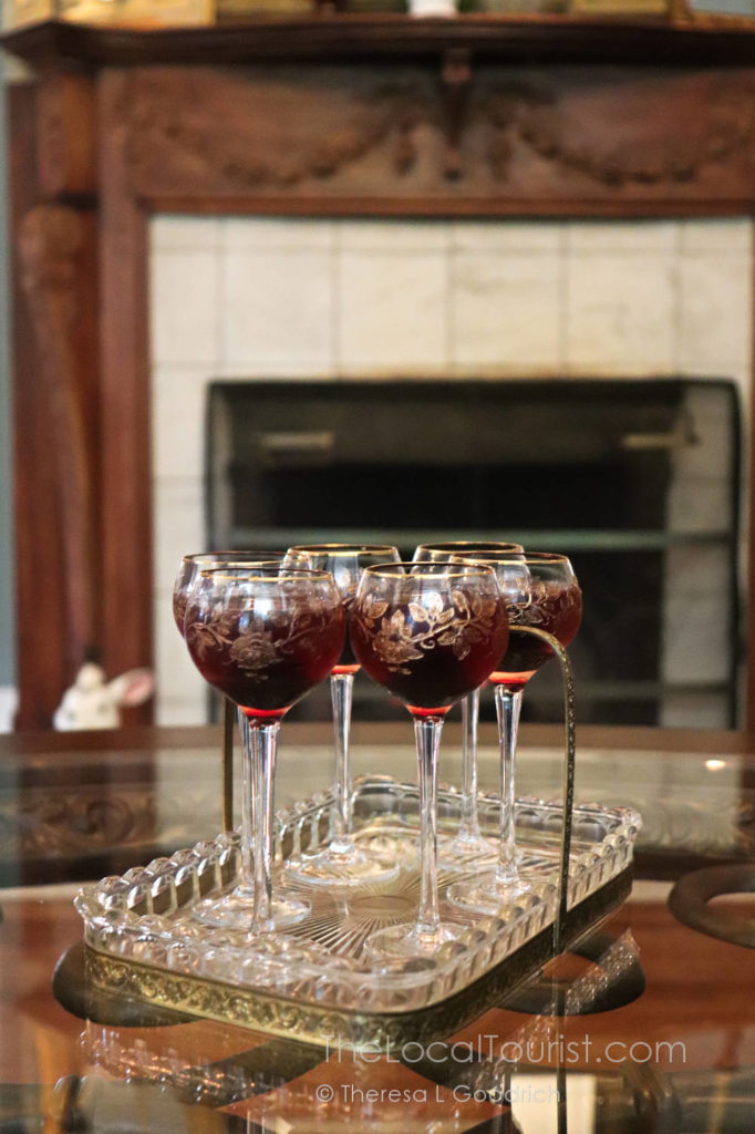 Cherry cordial in vintage glasses at Cherry Tree Inn