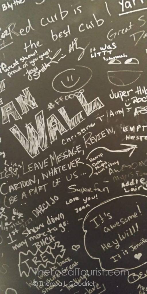 Signatures on the wall at Red Curb Improv Comedy in Avon, Indiana