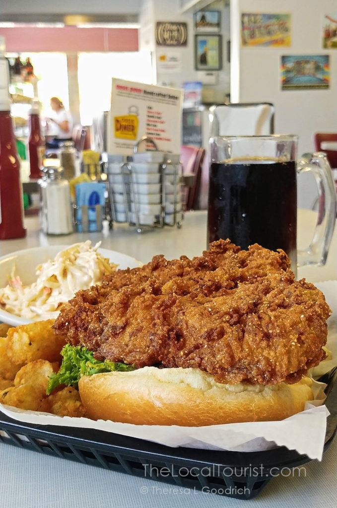Breaded tenderloin with handcrafted root beer at Oasis Diner in Plainfield