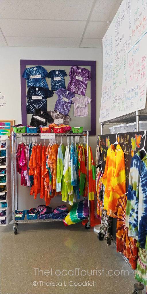 Some of the fabric options at The Tie Dye Lab in Avon, Indiana