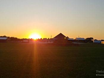 Sunset over the barn at Beasley's Orchard