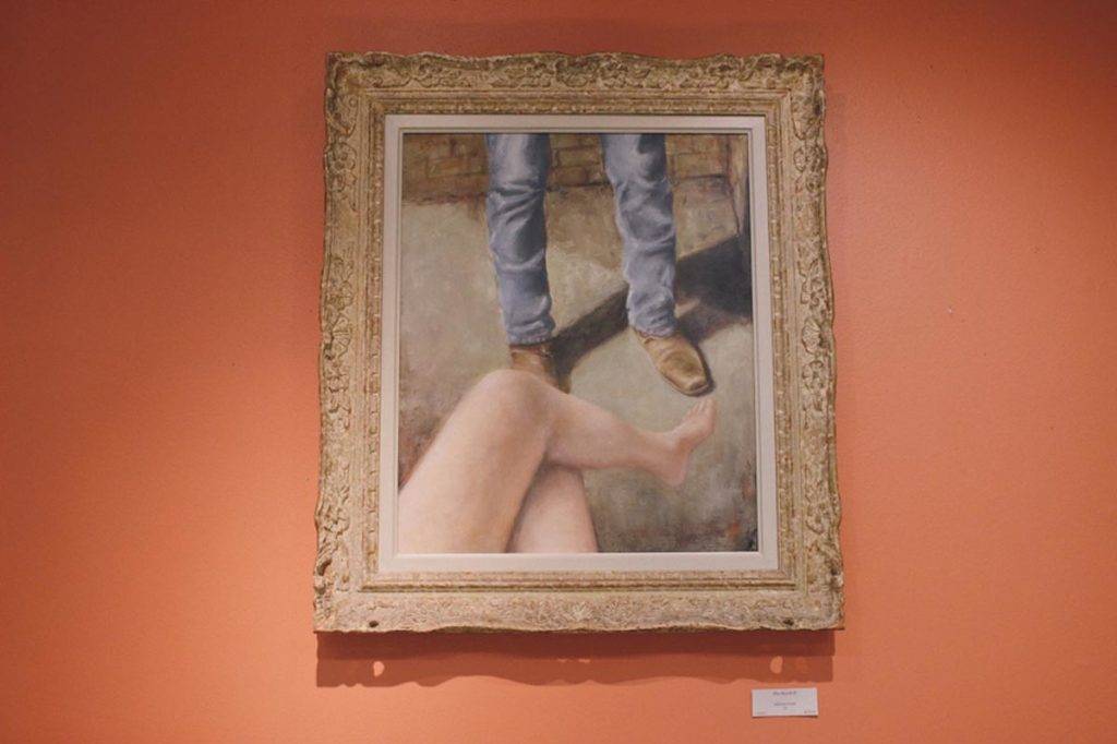 The Standoff by LaDonna Vohar on display at a gallery owned by artists in Lafayette Indiana