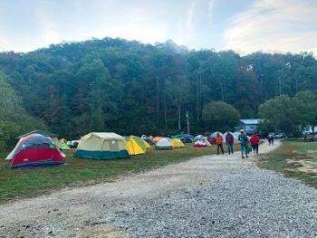 Packed campground at Miguel's Pizza